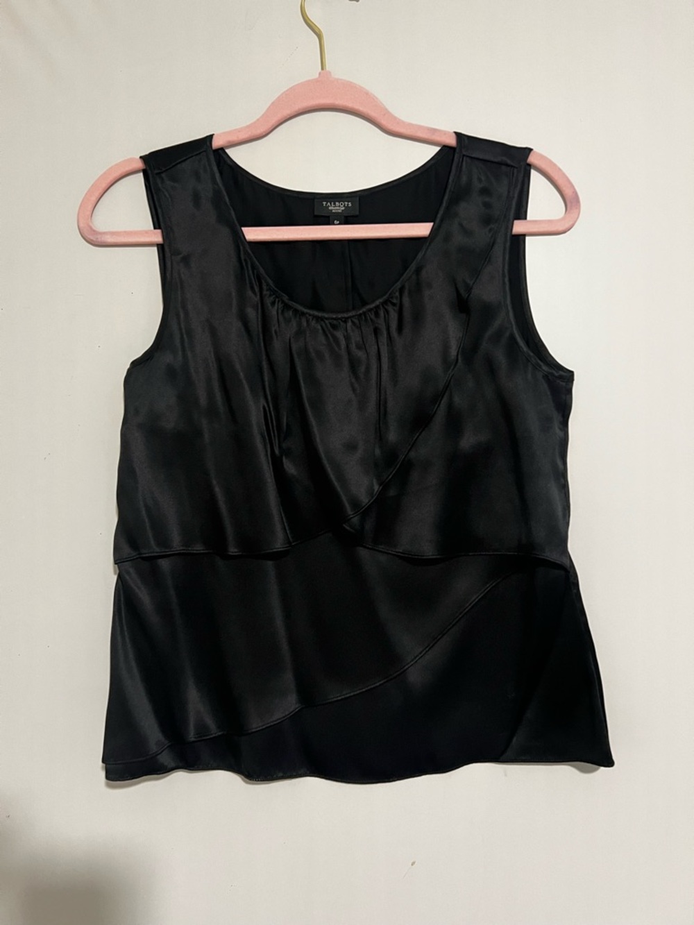 Talbots Top Womens 6 Black Silk Petite Dark Romantic Goth Black Whimsigoth
